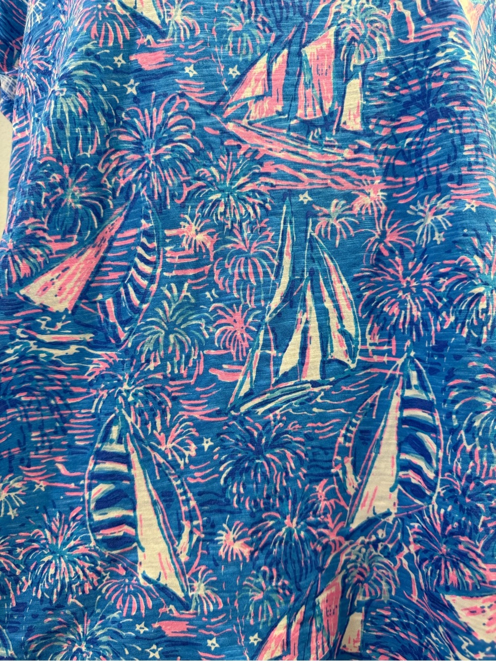Lilly Pulitzer Boca Blue It's A Sailabration Large T-Shirt Top Sailboats ⛵️ - Picture 5 of 11